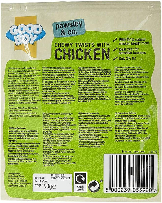 Good Boy Dog Treats Chewy Twisters with Real Chicken