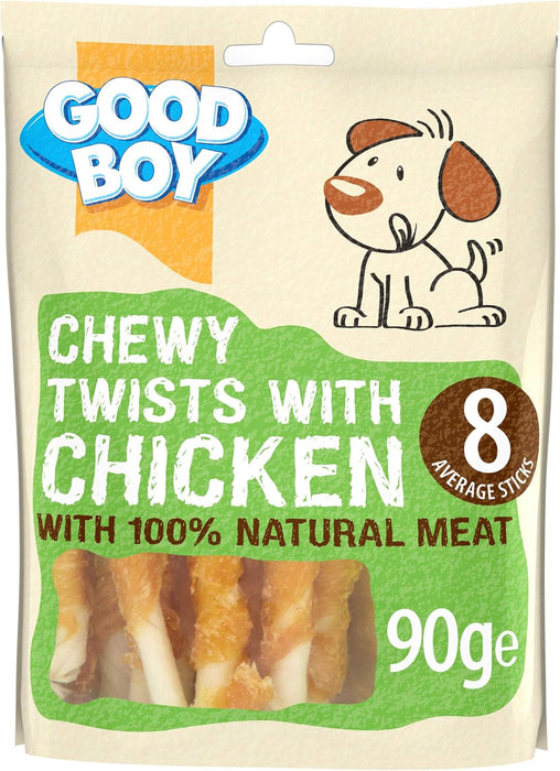 Good Boy Dog Treats Chewy Twisters with Real Chicken